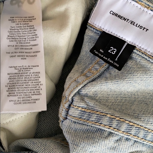CURRENT/ELLIOTT The Ultra High Waist Skinny Jean Sz 23 - Picture 6 of 8